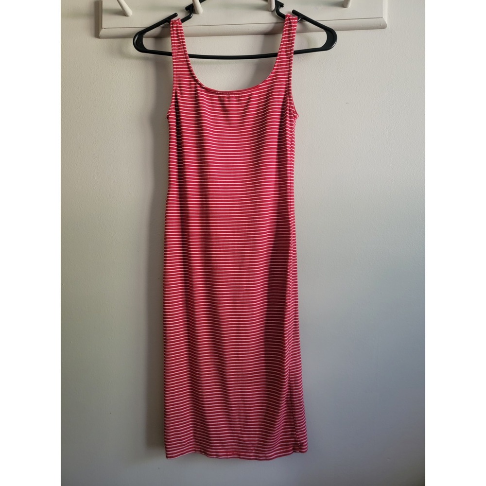 Hearts And Hips Red White Striped Sleeveless Dress Small Fitted Pull On Stretchy